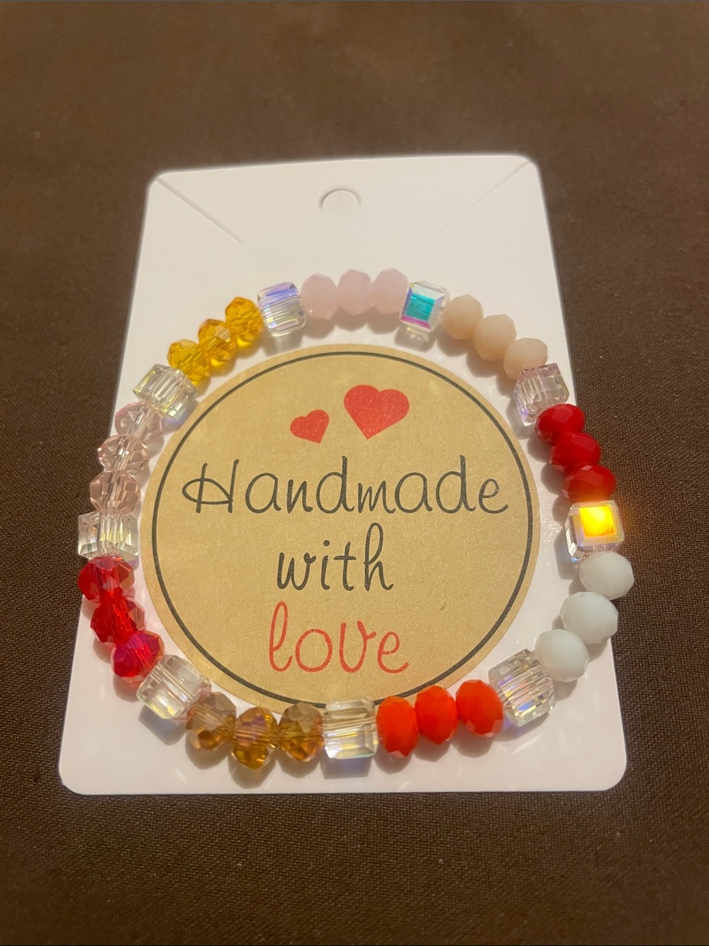 2/$7 - Handmade Fashion Multicolor Beaded Bracelet - Red, Pink, Yellow, White